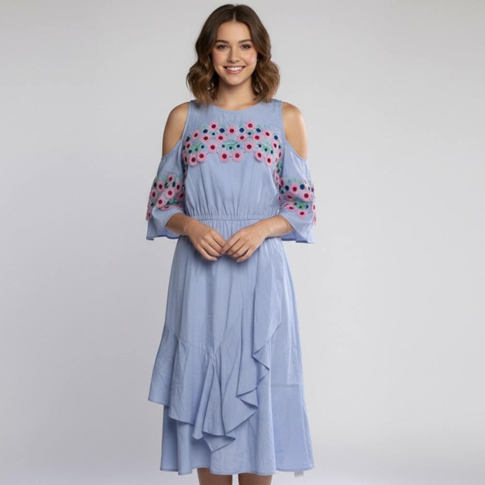 PETER PILOTTO Woman Cold-shoulder Embroidered Cotton Dress 4